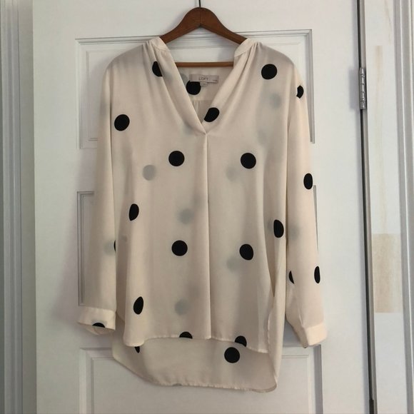 LOFT Tops - LOFT Mega Dot V-Neck Blouse